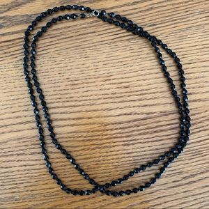 Black glass bead necklace